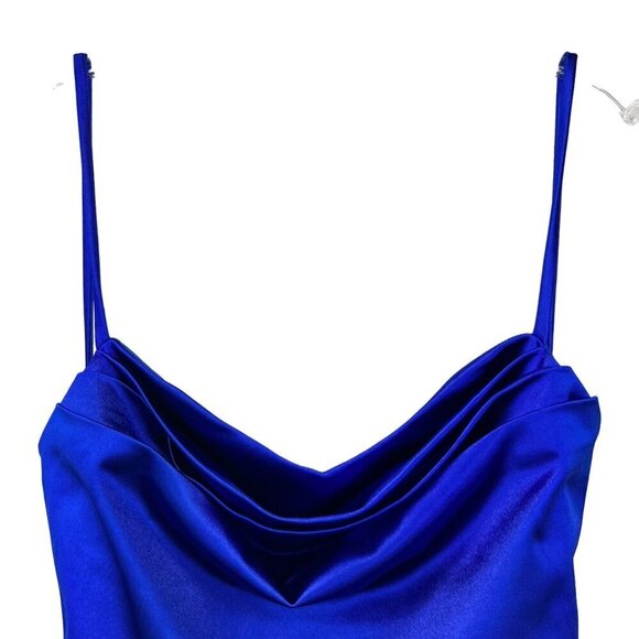 Windsor Women’s Spaghetti Strap Ruched Sides Formal Cobalt Dress Side Slit L - Picture 4 of 10